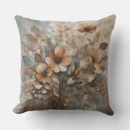 Almofada Teal Orange Beige Tones Wildflower Floral