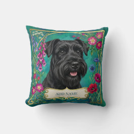 Almofada Teal Personalizada com Schnauzer Preto