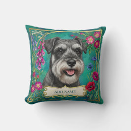 Almofada Teal Personalizada com Schnauzer Sal e Pi