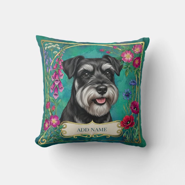 Almofada Teal Personalizada Prata e Preta Schnauze (Frente)
