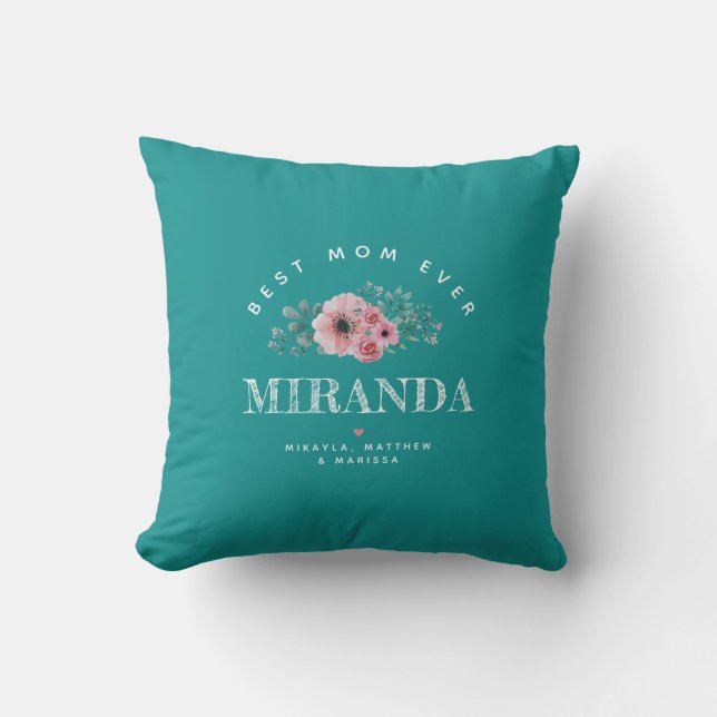 Almofada Teal Personalizado Melhor Dia de as mães Da Mãe (Frente)