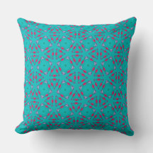 Teal Pink Retro Geometry Pillow