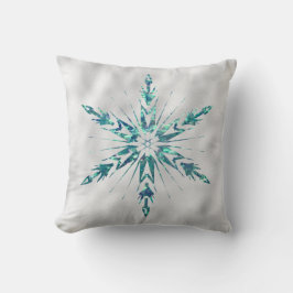 Almofada Teal Verde de Natal Floco de Neve