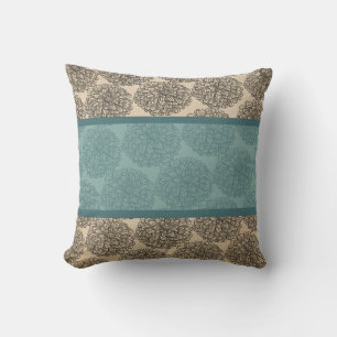 Almofada Teal Vintage Travesseiro de Zinnia