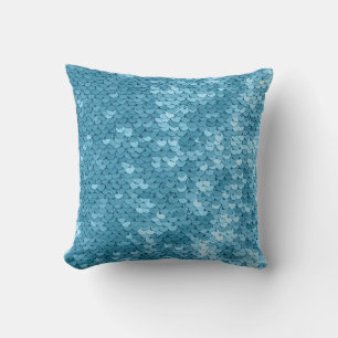 Almofada Tecido brilhante azul-céu com sequências, abstra