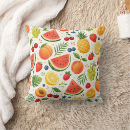 Almofada Tecido de Padrão de Frutas de Verão | Melancia Tro