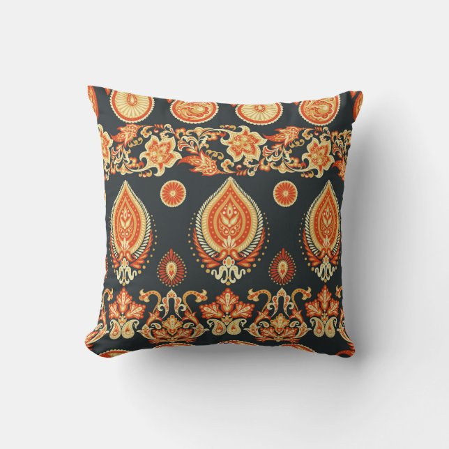 Almofada Tecido Étnico Paisley Oriental (Frente)