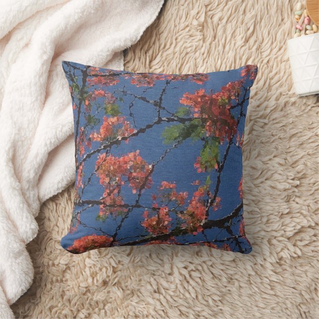 Almofada Tecido Floral, Azul (Cobertor)