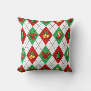Almofada Tecido verde vermelho ao estilo de Natal decorativ