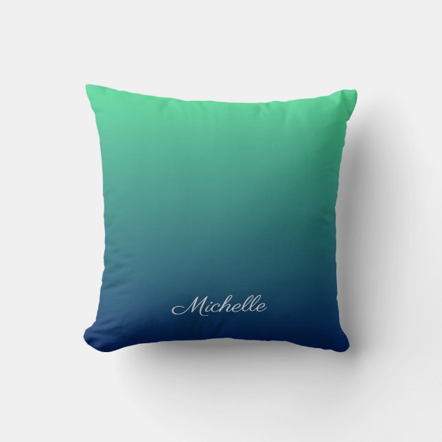 Almofada Tecla verde e azul personalizada (Frente)
