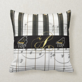 Almofada Teclado de piano de cauda do monograma "A"