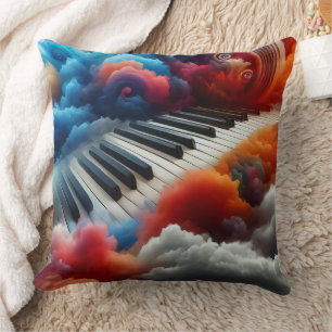 Almofada Teclado Piano Artisticamente Surgindo de Nuvens