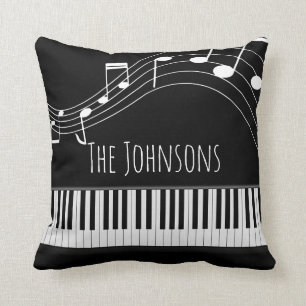 Almofada Teclado Piano e Notas Musicais