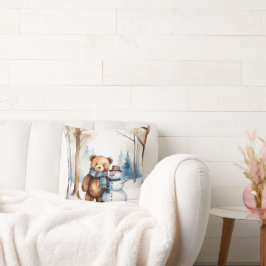 Almofada Teddy Bear Com Snowman