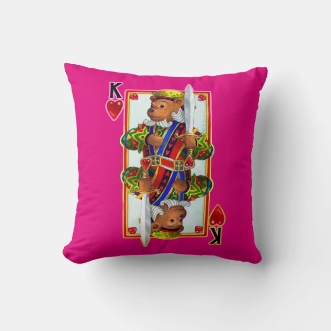 Almofada Teddy Bear King of Hearts Travesseiro decorativo (Frente)