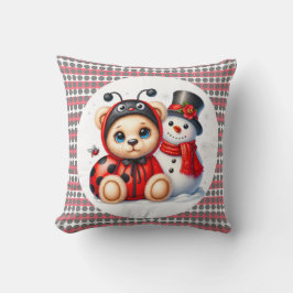 Almofada Teddy Bear Ladybug com Chá de fraldas de Snowman