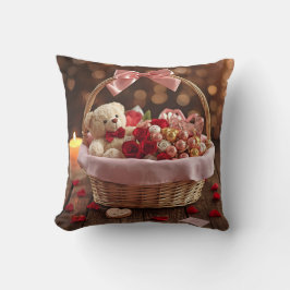 Almofada Teddy Rose Basket Romantic Valentine Decorative