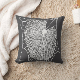 Almofada Teia de Aranha Branca Assustadora Desenhada à Mão