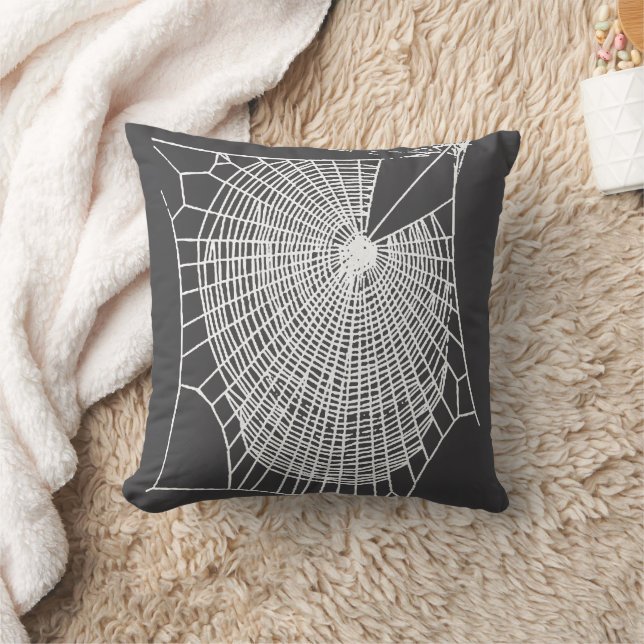 Almofada Teia de Aranha Branca Assustadora Desenhada à Mão  (Cobertor)