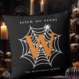 Almofada Teia de Aranha de Halloween Monograma de Doce ou T