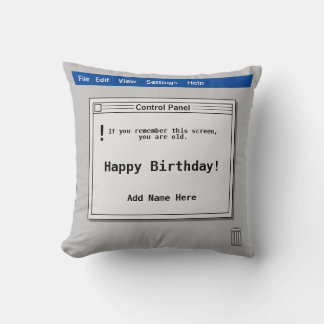 Almofada Tela de Computador Retrô de Aniversário