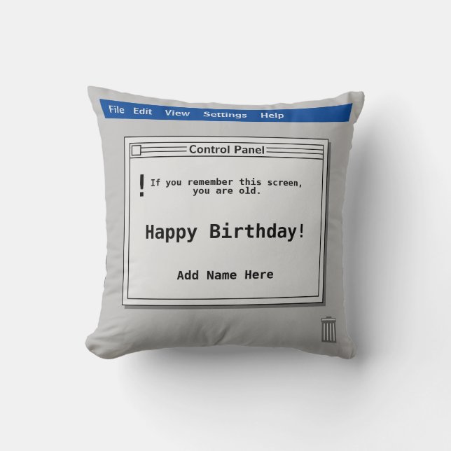 Almofada Tela de Computador Retrô de Aniversário (Frente)