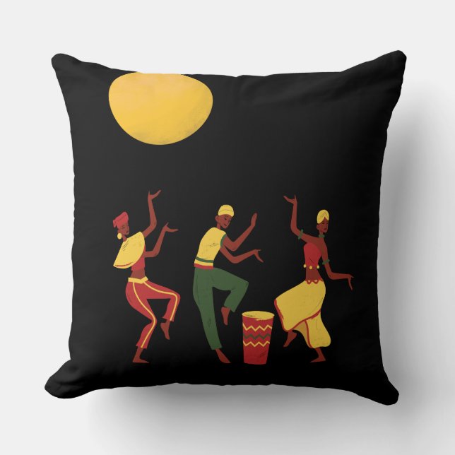 Almofada Tema africano - Dança à Lua (Frente)