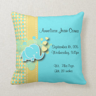 Almofada Tema amarelo e azul do berçário do elefante do