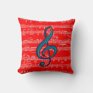 Almofada tema da música azul vermelha