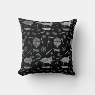 Almofada Tema de Aeronaves Steampunk Zinc Silver