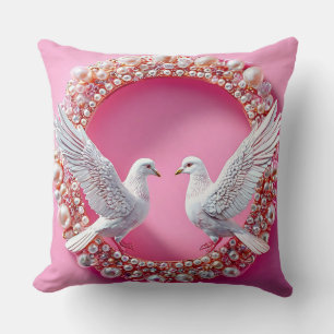 Almofada Tema de Amor Romântico de Pombas de Casamento