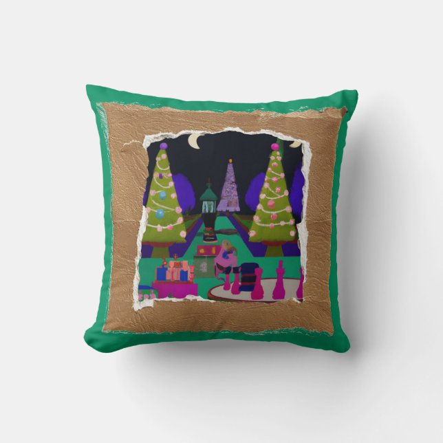 Almofada Tema de Natal de colagem (Frente)