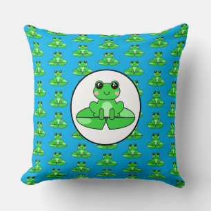 Almofada Tema de rã azul e verde 