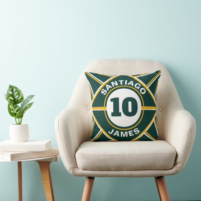 Almofada Tema Esportivo Verde e Amarelo (Cadeira)