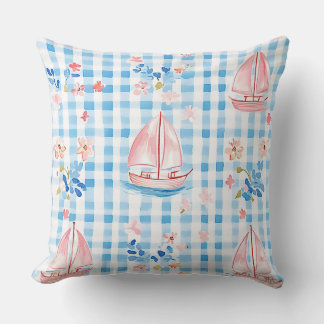 ALMOFADA TEMA NÁUTICO ROSA AZUL BRANCO PASTEL