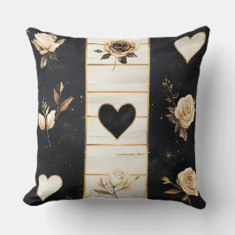 Almofada TEMA VALENTINE PRETO COM DESGASTE Dourado BRANCO
