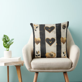 ALMOFADA TEMA VALENTINE PRETO OURO BRANCO DISTRUIDO