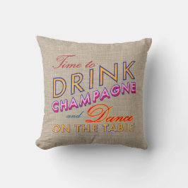Almofada Tempo para beber o Travesseiro Burlap de Champagne