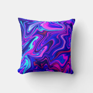 Almofada Tendência Abstrato de turquesa azul-de-neon-rosa