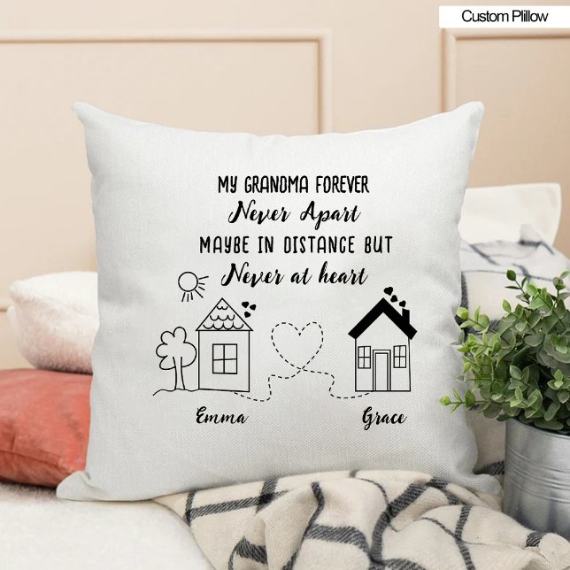 Almofada Tendência Longa Distância Melhor Avó para Sempre (Trendy Long Distance Best Grandmother Forever Throw Pillow)
