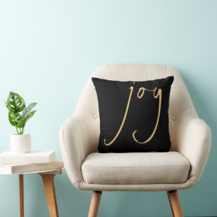 Almofada Tendy Script Joy Natal Dourado Preto
