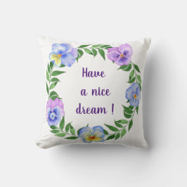 Almofada Tenha um bom sonho! Flores bonitas de aquarela