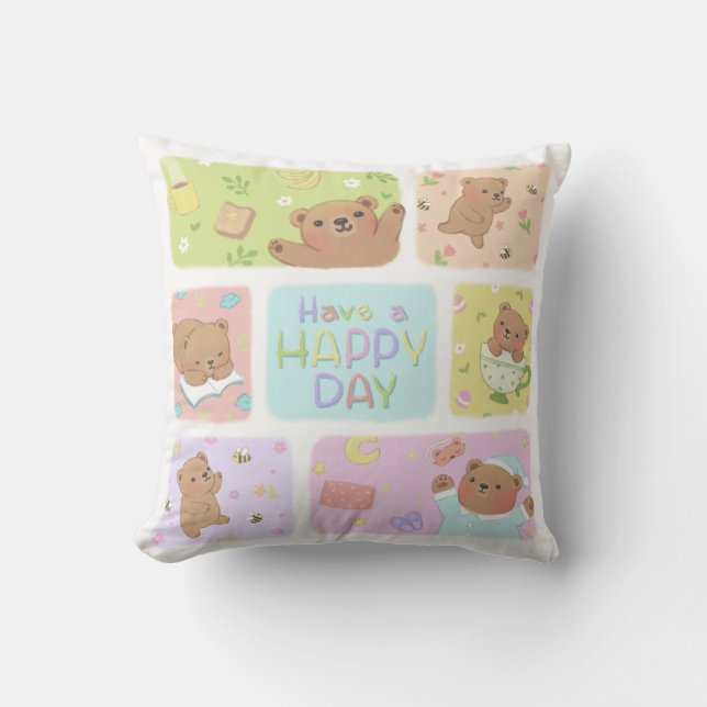 Almofada Tenha Um Feliz Dia: Óculos De Urso De Teddy (Frente)