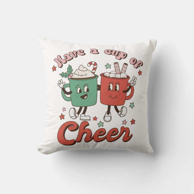 Almofada Tenham uma taça de "Cheer Ho Ho Ho" (Frente)