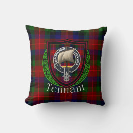 Almofada Tennant Scottish Clan Tartan & Crest