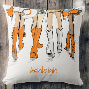 Almofada Tennessee Damas Cowboy Boots Orange Fashion Name