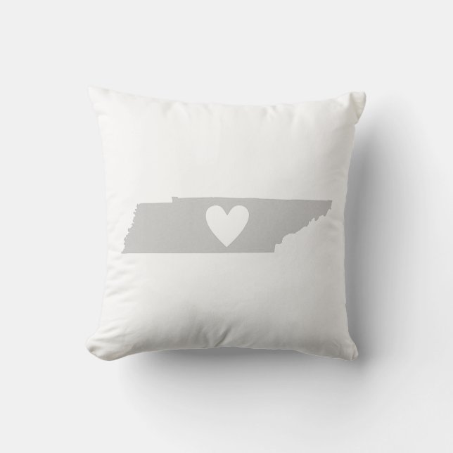 Almofada Tennessee Map Shape Love Cinza no oeste (Frente)