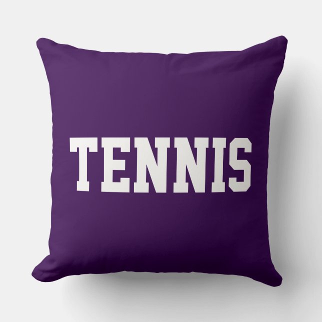 Almofada TENNIS Athletic White Text On Colorful Deep Purple (Frente)
