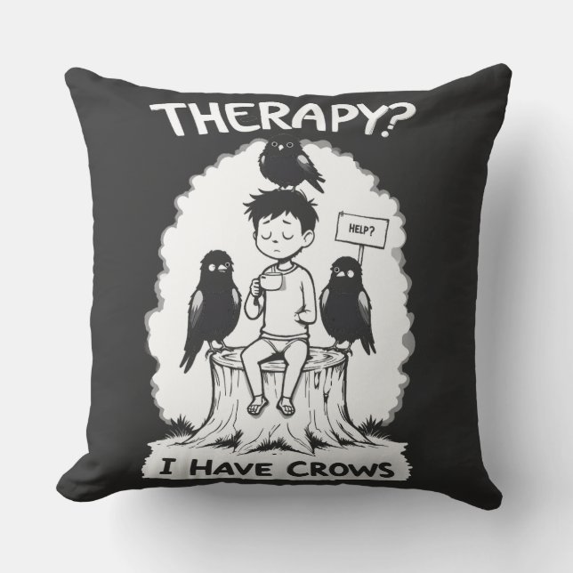 Almofada Terapia? Eu Tenho Corvos (Frente)