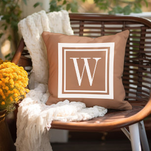 Almofada Terra Cotta e White Classic Square Monograma